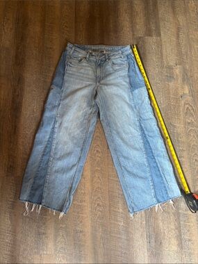 American Eagle Outfitters Two-Tone Light and Medium Blue High-Rise Jeans